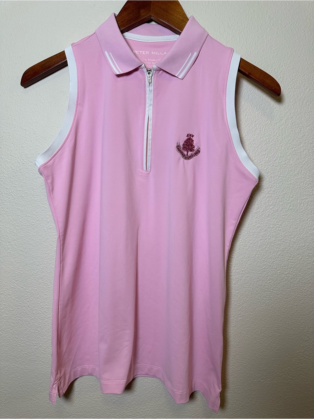 Peter Millar Light Pink Sleeveless Zip Polo